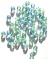 50 6mm Faceted Light Blue and Light Green Firepolish Beads